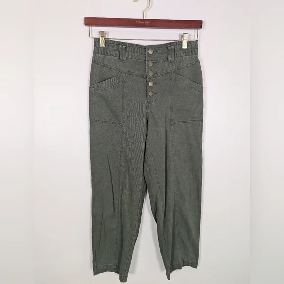 Knox Rose X Target Green Cotton Cropped Relaxed Fit Pull On High Waist Pants - Picture 6 of 7